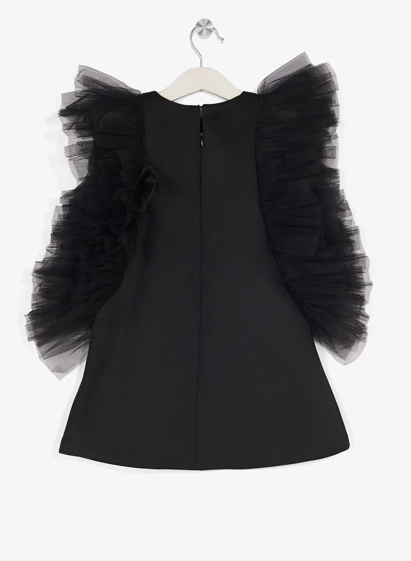 Little Golden Apple Little Ruffle Shoulder Dress